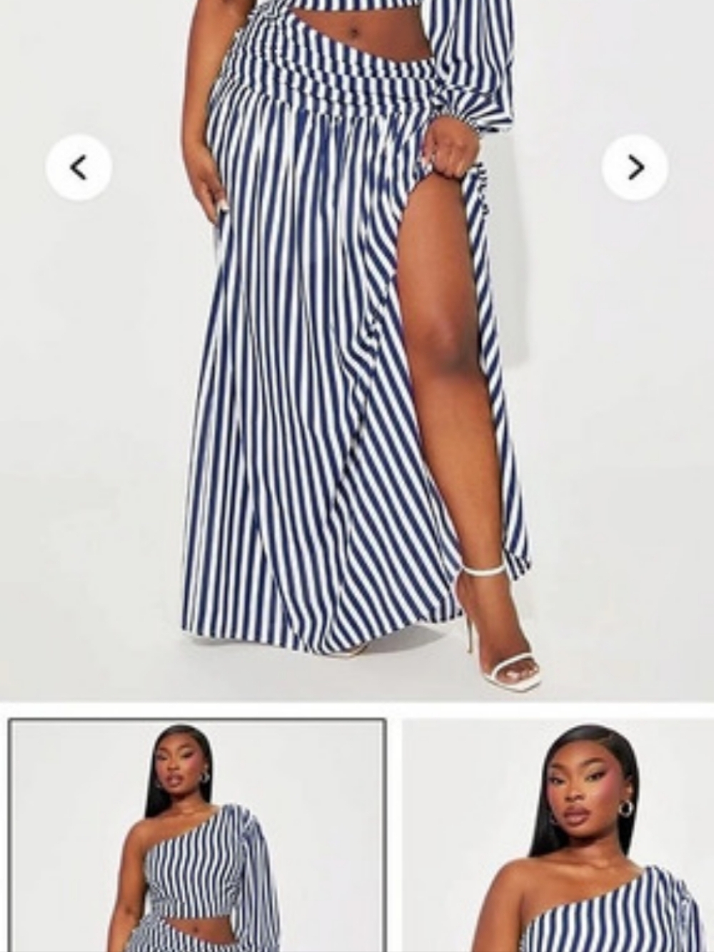 Blue & White Striped Maxi Skirt Set